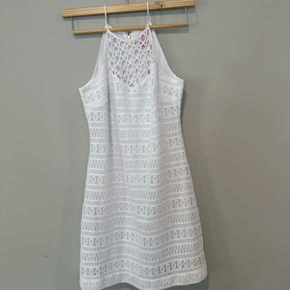 Womens Lilly Pulitzer Larina Shift Dress Size Small White Knit Lace Resort 1102 - Picture 4 of 15